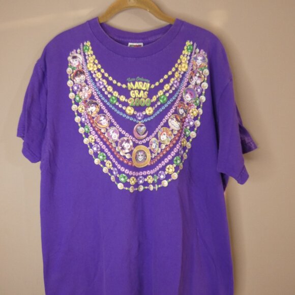 VTG Mardi Gras 2000 New Orleans XL T-Shirt Purple Mask Beads Fruit of The Loom - Picture 8 of 8